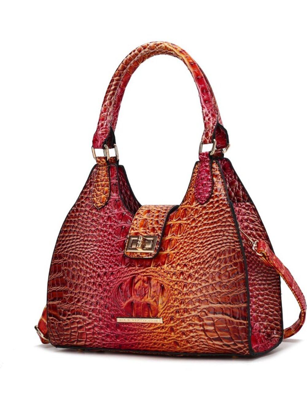 Stylish Faux Crocodile-Embossed Vegan Leather Tote Bag Handbag Purse for Women